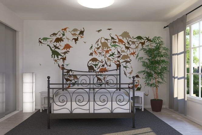 PHOTOWALL / Dinosaur World Map Multicolor (e22701)