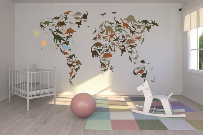 PHOTOWALL / Dinosaur World Map Multicolor (e22701)