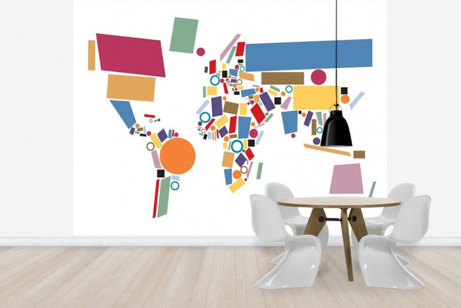 PHOTOWALL / Abstract World Map Squares (e22702)