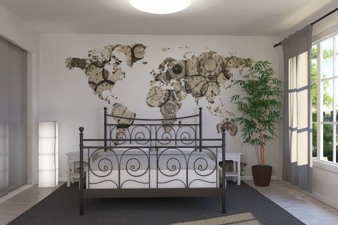 PHOTOWALL / Old Clocks World Map (e22703)