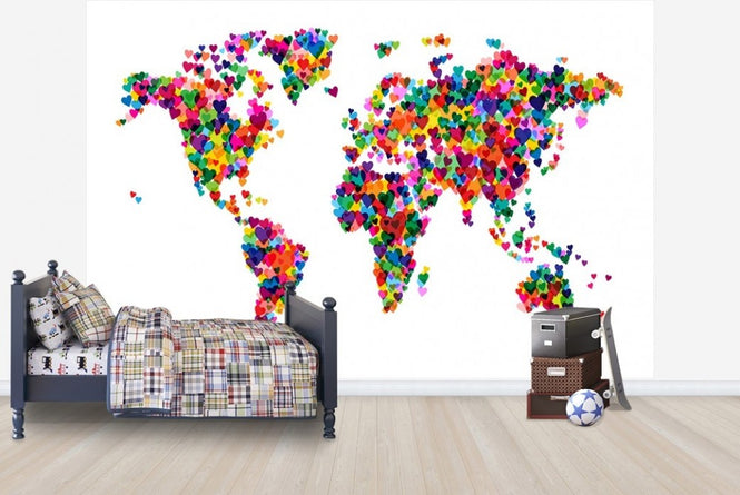 PHOTOWALL / Hearts World Map (e22706)