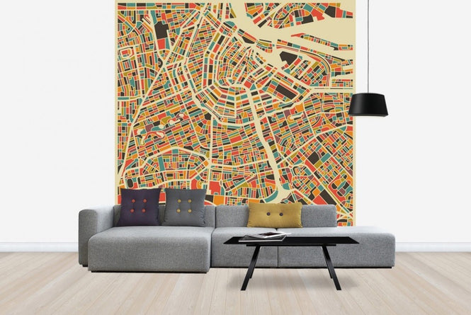 PHOTOWALL / Multicolor Map - Amsterdam (e22726)