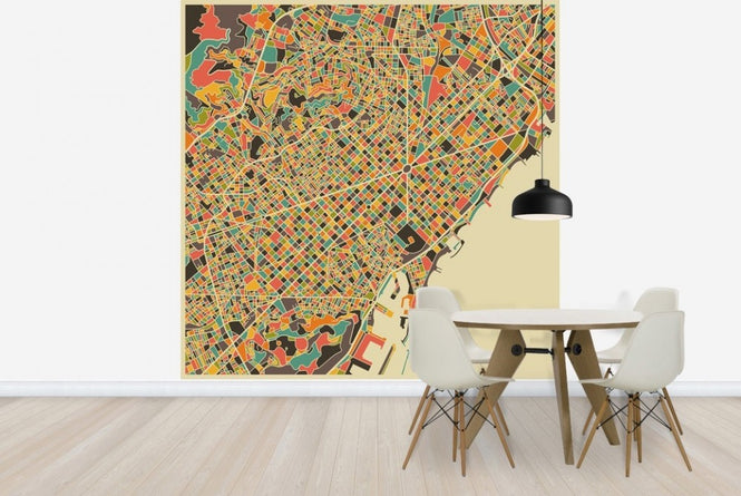 PHOTOWALL / Multicolor Map - Barcelona (e22727)