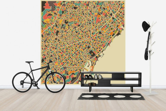 PHOTOWALL / Multicolor Map - Barcelona (e22727)