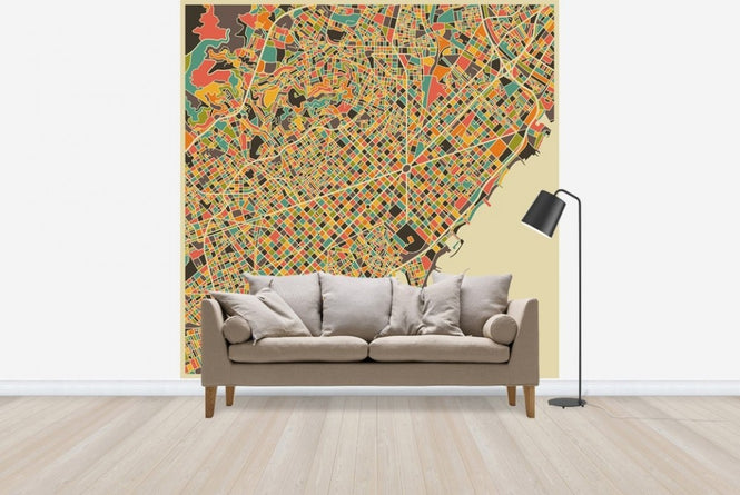 PHOTOWALL / Multicolor Map - Barcelona (e22727)