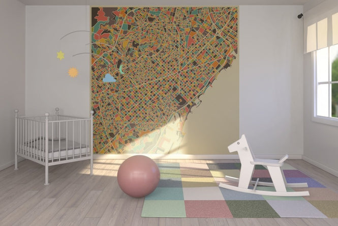 PHOTOWALL / Multicolor Map - Barcelona (e22727)
