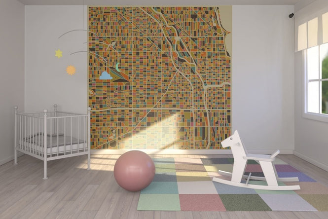 PHOTOWALL / Multicolor Map - Chicago (e22732)