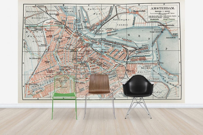 PHOTOWALL / 19th Century Old Map of Amsterdam City (e22813)