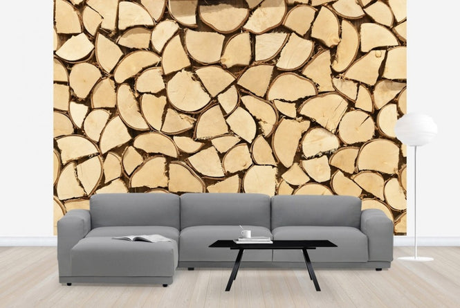 PHOTOWALL / Light Brown Firewood (e23065)