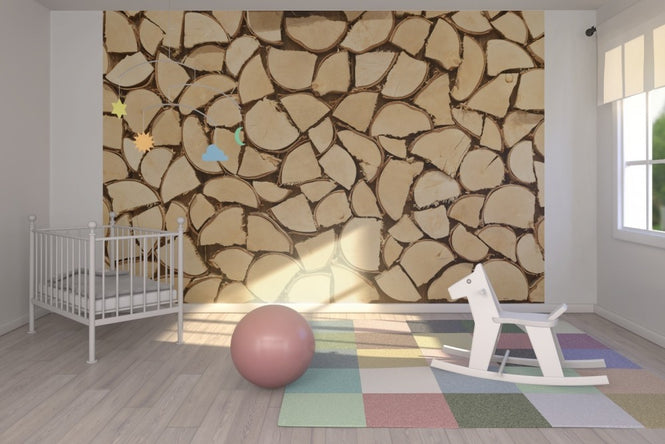 PHOTOWALL / Light Brown Firewood (e23065)