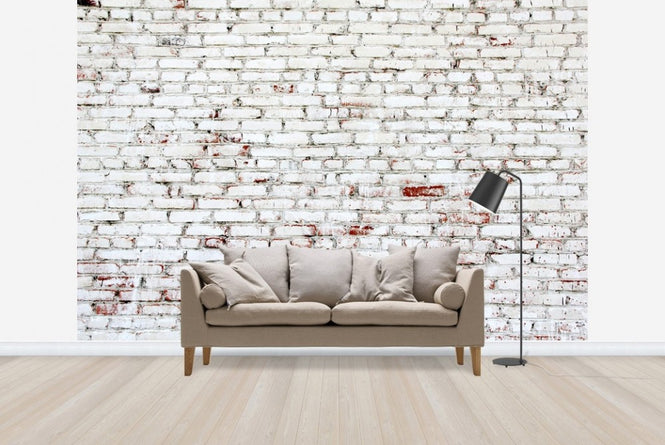 PHOTOWALL / Old Brick Wall with white and red bricks (e23184)