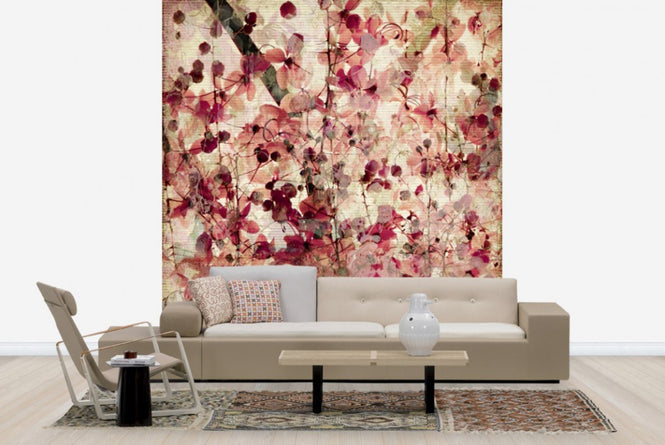 PHOTOWALL / Blossom Print on Ribbed Bamboo (e40171)