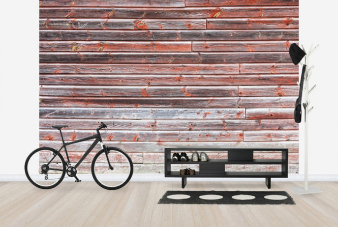 PHOTOWALL / Old Red Wooden Wall (e23784)