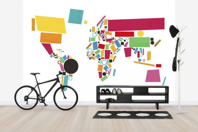 PHOTOWALL / Abstract World Map Squares 2 (e24206)