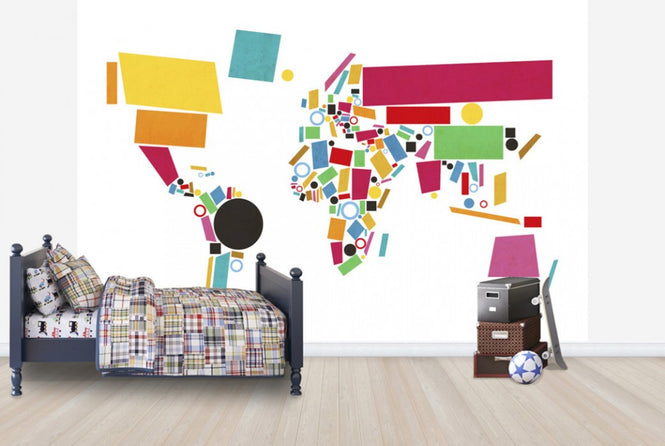 PHOTOWALL / Abstract World Map Squares 2 (e24206)