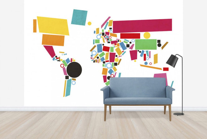 PHOTOWALL / Abstract World Map Squares 2 (e24206)