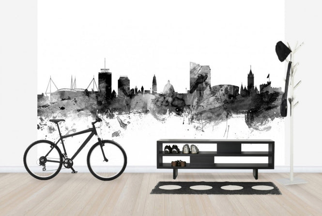 PHOTOWALL / Cardiff Wales Skyline Black (e25344)