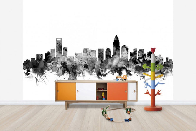 PHOTOWALL / Charlotte North Carolina Skyline Black (e25345)