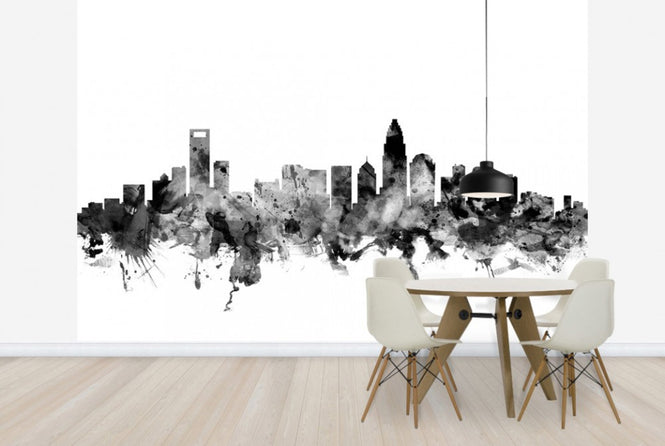 PHOTOWALL / Charlotte North Carolina Skyline Black (e25345)