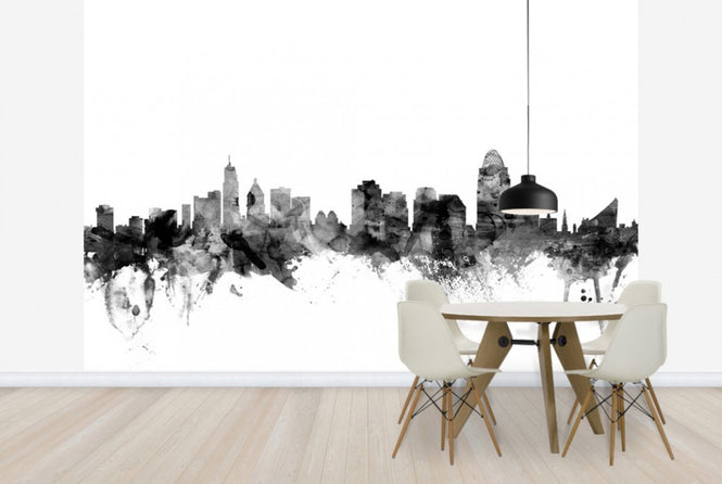 PHOTOWALL / Cincinnati Ohio Skyline Black (e25347)