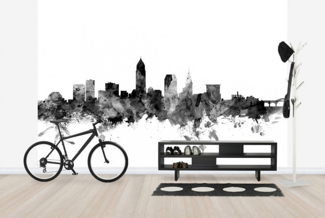 PHOTOWALL / Cleveland Ohio Skyline Black (e25348)