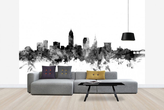 PHOTOWALL / Cleveland Ohio Skyline Black (e25348)