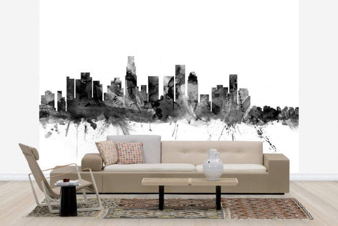 PHOTOWALL / Los Angeles California Skyline Black (e25386)