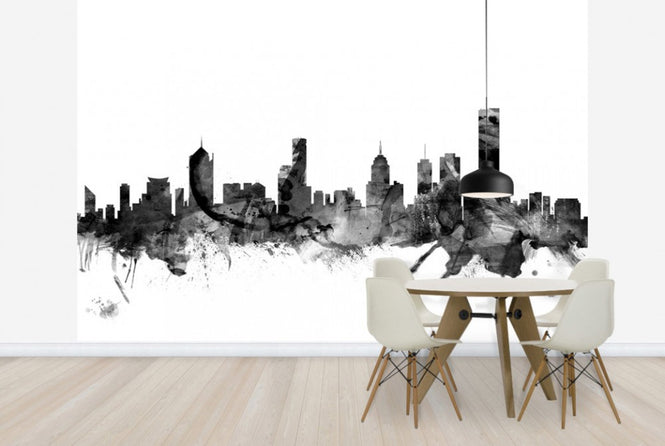PHOTOWALL / Melbourne Skyline Black (e25391)