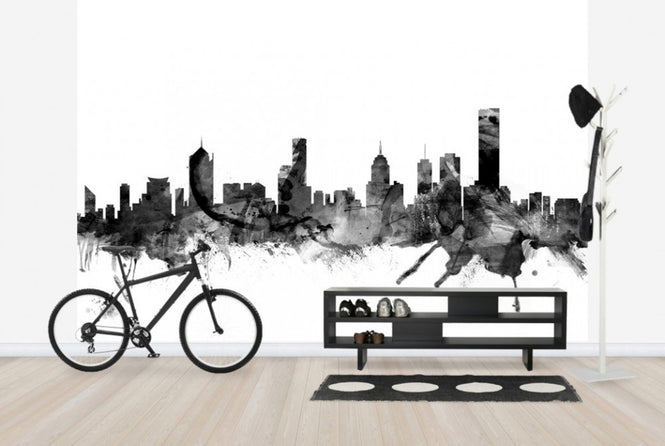 PHOTOWALL / Melbourne Skyline Black (e25391)