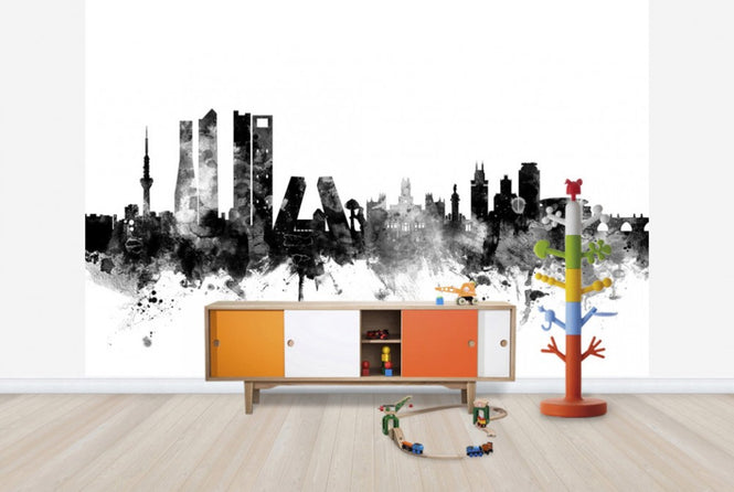 PHOTOWALL / Madrid Skyline Black (e25584)