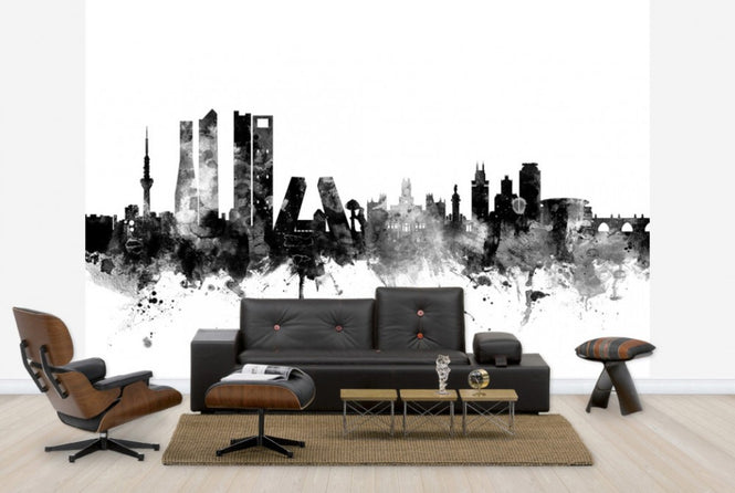 PHOTOWALL / Madrid Skyline Black (e25584)