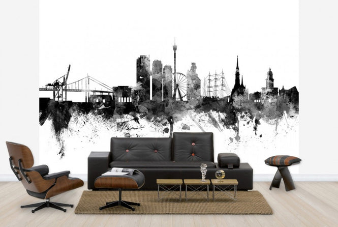 PHOTOWALL / Göteborg Skyline Black (e25784)