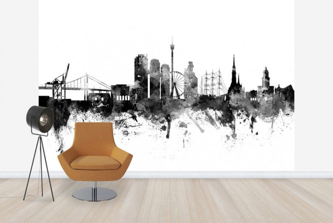 PHOTOWALL / Göteborg Skyline Black (e25784)