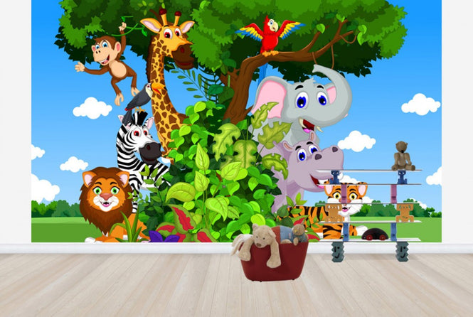 PHOTOWALL / Animals in Forest Cartoon (e25827)