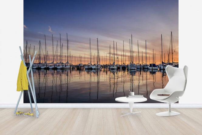 PHOTOWALL / Sailboats in Sunset, Gothenburg Sweden (e40481)