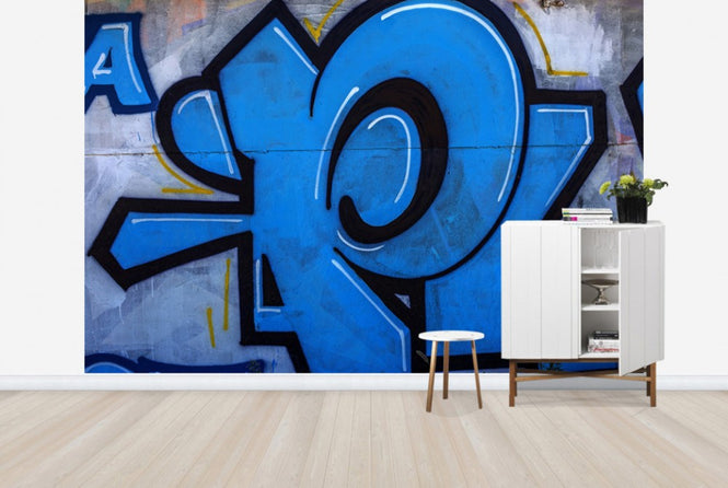 PHOTOWALL / Blue Detail from Graffiti Wall (e40659)