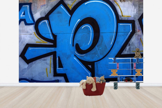 PHOTOWALL / Blue Detail from Graffiti Wall (e40659)