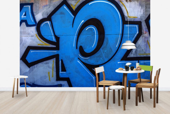 PHOTOWALL / Blue Detail from Graffiti Wall (e40659)