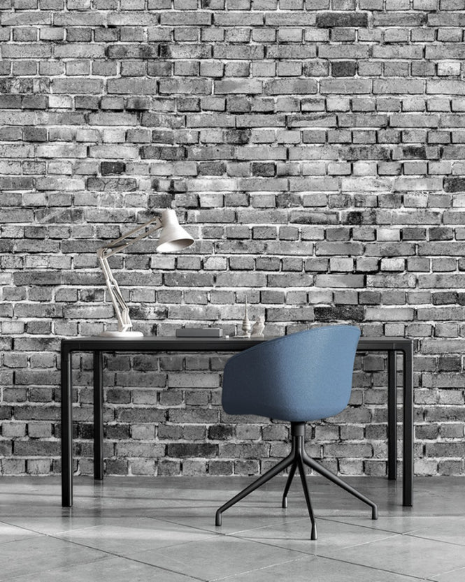 PHOTOWALL / Stockholm Brick Wall - Black and White (e30451)