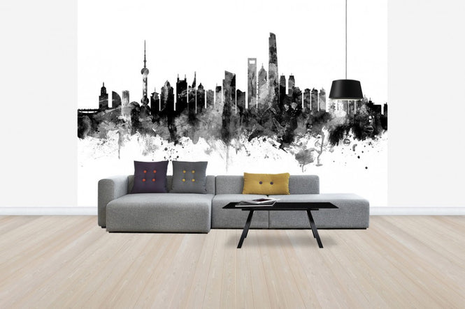 PHOTOWALL / Shanghai Skyline Black (e30565)
