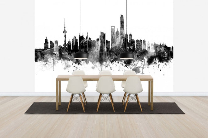 PHOTOWALL / Shanghai Skyline Black (e30565)
