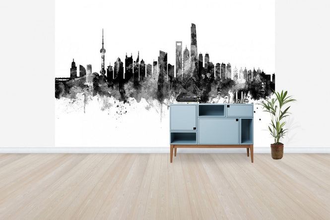 PHOTOWALL / Shanghai Skyline Black (e30565)