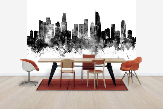 PHOTOWALL / Los Angeles California Skyline, black and white 2 (e30569)