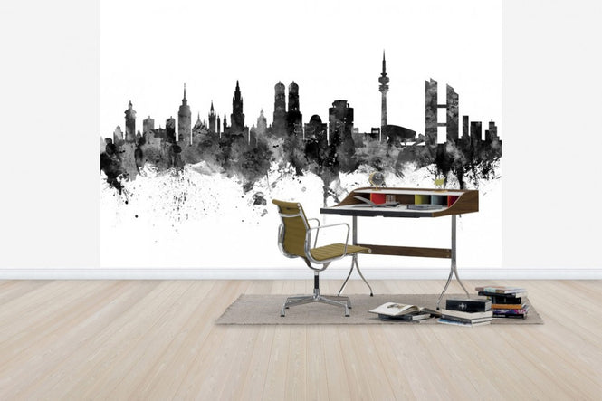 PHOTOWALL / Munich Skyline, black and white (e30571)