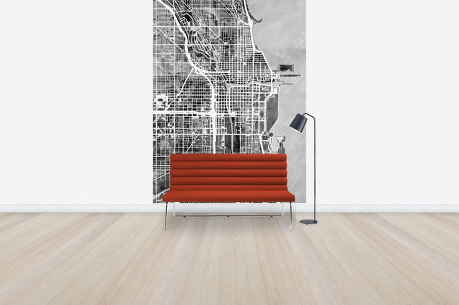 PHOTOWALL / Chicago Street Map B/W (e50081)