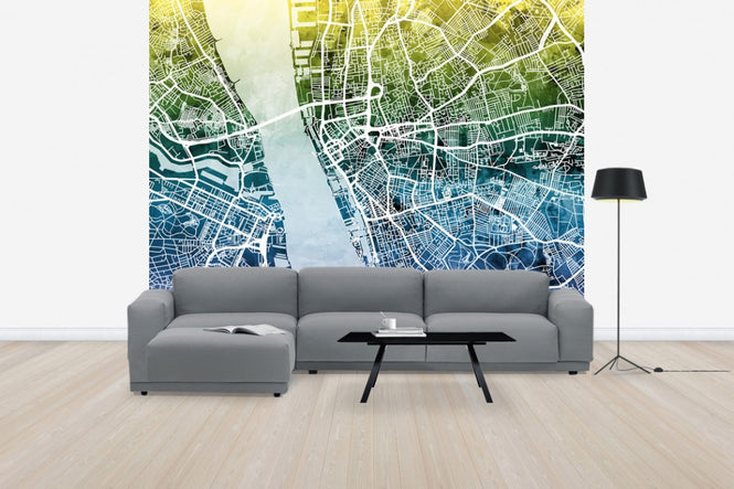 PHOTOWALL / Liverpool Street Map Bluegreen (e50089)