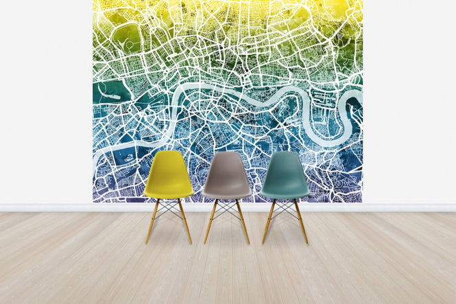 PHOTOWALL / London Street Map Bluegreen (e50092)