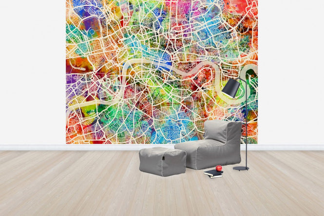 PHOTOWALL / London Street Map Multicolour (e50093)