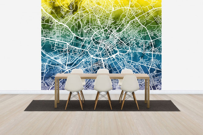 PHOTOWALL / Manchester Street Map Bluegreen (e50096)