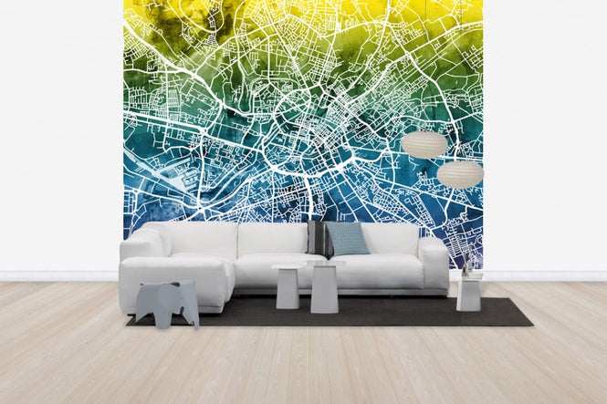 PHOTOWALL / Manchester Street Map Bluegreen (e50096)